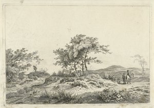 Landskab med rytter og fodgænger af Hermanus Fock