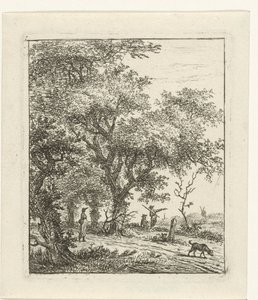 Landskab med kvinde og hund