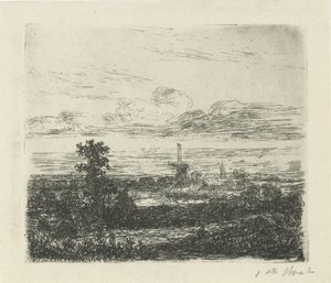 Landskab med en mølle af Hermanus Jan Hendrik van Rijkelijkhuysen