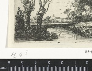 Landskab med to pilepile af Hermanus Jan Hendrik van Rijkelijkhuysen