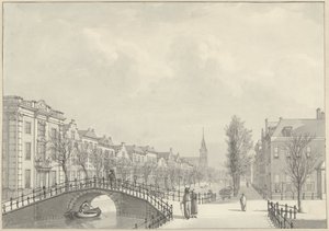 Udsigt over Rapenburg i Leiden fra Nieuwsteegbrug, 1807 af Hermanus Numan (signed by artist)