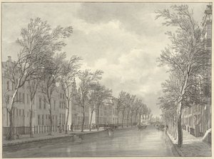 Udsigt over Rapenburg i Leiden fra Groenebrug, 1807 af Hermanus Numan (signed by artist)