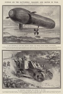 Videnskab på slagmarken: ballon og motor i krig (Litho) af Hermanus Willem (after) Koekkoek