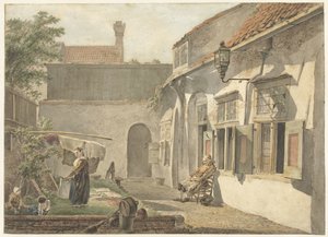 Gårdhave med figurer i Utrecht