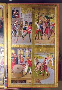 Scener fra St. Victors liv fra den indre del af højre ydre fløj af det tidligere hovedalter i St. Nicholass Church, 1481 (tempera på panel)