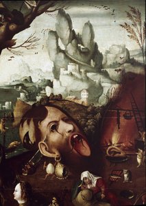 The Temptation of St Anthony (Temptation of St Anthony) Detailmaleri af Henri Met de Bles dit Civetta (1480-1550) Dim 78,5x97,2 cm Venedig Museo Correr