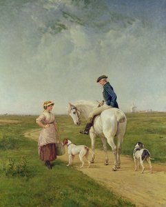 Mælkepige taler med en kavaler af Heywood Hardy