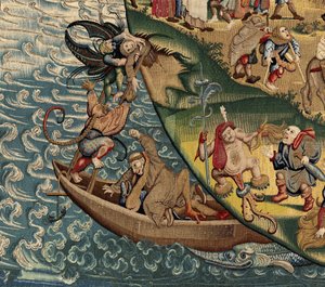 Gobelin inspireret af Hieronymus Boschs værk, ca. 1560 (guld, sølv, silke og uld)