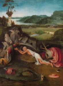 Sankt Hieronymus i ørkenen. Omkring 1490 af Hieronymus Bosch