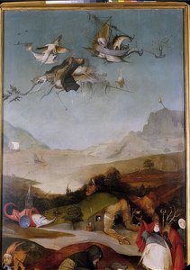 The Temptation of Saint Anthony (Triptycon, detalje på venstre fløj) af Hieronymus Bosch
