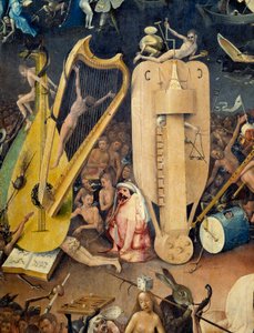 Helvedesdetaljen af højre del af triptykonen "The Garden of Terrestrial Delices"" af Hieronymus Van Aken (Aken) dit Jerome Bosch (1450-1516) af Hieronymus Bosch
