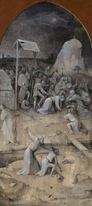 Fristelsen af Saint Anthony. Triptych, omvendt: Opfangningen af Kristus, 1500-1501. af Hieronymus Bosch
