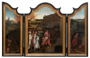 Jobs triptykon, ca. 1500-24 (olie på panel) af Hieronymus Bosch