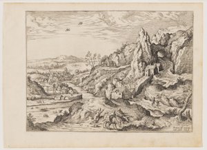 Abraham og Isak på vej til ofring, fra Landskaber med bibelske og mytologiske scener