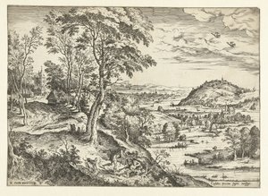 Cephalus og Procris Landskaber med bibelske og mytologiske scener (serietitel) af Hieronymus Cock