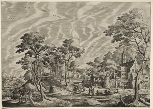 Landskab med et slot til højre, 1630.