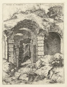 Sjette udsigt over Colosseum i Rom Colossi til prospekt vs 6 (titel på objekt) Romerske ruiner (serietitel) af Hieronymus Cock