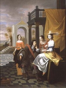 En gentleman betalende domstol, 1661 (panel)