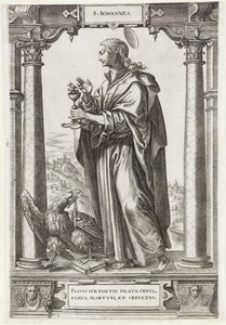 Sankt Johannes Evangelisten S. Iohannes (titel på objekt) Kristus og de tolv apostle og St. Paul (serietitel) af Hieronymus Wierix