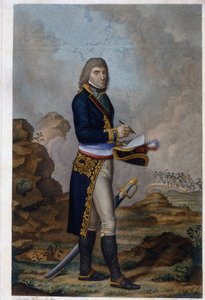 Portræt af kejser Napoleon Bonaparte (1769-1821). (Portræt af kejser Napoleon Bonaparte). Værk af Hilaire Ledru (1769-1840), indgravering farvet i akvarel, ca. 1810. Fransk kunst af Hilaire Ledru
