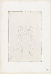 Danserinde tager sin sko på af Hilaire Germain Edgar Degas