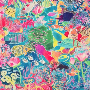 Underwater Rainbow, 1993 (farvet blæk på silke)