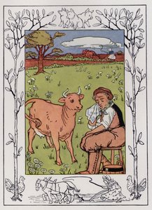 Den gamle mand og hans kone (farve litografi)