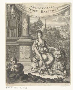 Titelside for Index Batavicus, eller Navnerulle over Batavise og hollandske forfattere Indeks Batavicus (titel på objekt) af Hillebrand van der Aa