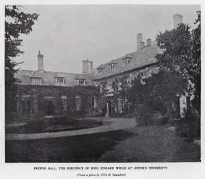 Frewin Hall, residens for kong Edward VII, mens han studerede på Oxford University (s/h foto)