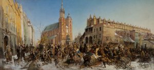Messe på hovedtorvet i Krakow af Hipolit Lipinski