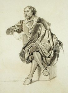 Studie til portrættet af Peter Paul Rubens (1577-1640) (blyant og kul på papir)