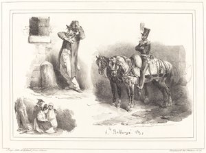 Tre vignetter af Hippolyte Bellange
