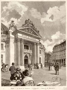 Børsen i Paris i 1889. Tegning af M. Berteault af Hippolyte Berteaux