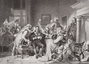Charles I (1600-49) i vagtrummet fornærmet af Oliver Cromwells soldater, fra 