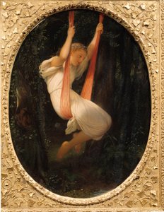 Young Girl at the Swing Painting by Paul Delarochedani af Hippolyte Delaroche