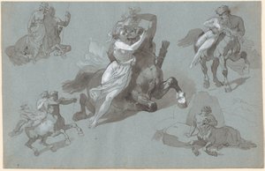 Nessus og Dejanira i fire stillinger og den døende Nessus af Hippolyte Lalaisse