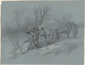 Håndværkere, der samler is ved vandkanten af Hippolyte Lalaisse