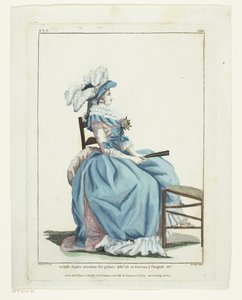 Galleri for fransk mode og kostumer 1787, TTT.388: Den smukke Sophie venter... af Hippolyte Le Bas
