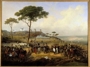 Ekspedition fra Spanien i 1823: "" Tilfangetagelse af Saint Margaritas skanser foran Coruña den 5. juli af Hippolyte Lecomte