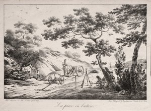 Kanonen klar til at skyde, 1817. af Hippolyte Lecomte