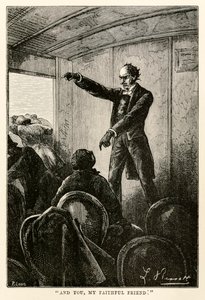 Og du, min trofaste ven., fra Jorden rundt på firs dage af Jules Verne (1828-1905) graveret af Louis, 1873 af Hippolyte Leon after Benett