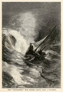 Tankaderen blev slynget rundt som en fjer, fra Jorden rundt på firs dage af Jules Verne (1828-1905) indgraveret af Adolphe François Pannemaker (1822-1900), 1873