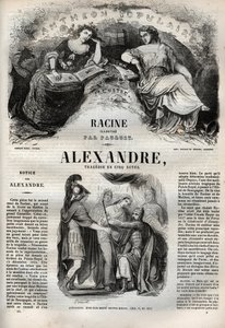 Alexander den Store tragedie i fem akter - indgravering i "" Værker af Jean Racine"" illustreret af Pauquet og opslag af Emile de La Bedolliere - 1851 af Hippolyte Louis Pauquet