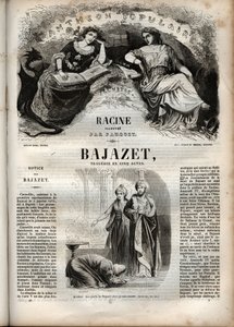 Bajazet-tragedie i fem akter af Jean Racine indgravering i "" Oeuvres de Jean Racine"" illustreret af Pauquet og opslag af Emile de La Bedolliere - 1851