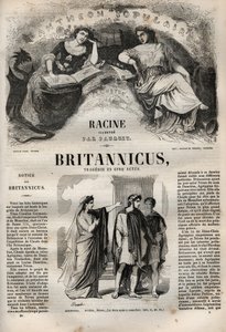 Britannicus tragedie i fem akter - indgravering i "" Værker af Jean Racine"" illustreret af Pauquet og opslag af Emile de La Bedolliere - 1851 af Hippolyte Louis Pauquet