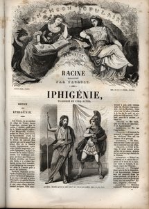 Iphigenie tragedie af Jean Racine - indgravering i "" Oeuvres de Jean Racine"" illustreret af Pauquet og opslag af Emile de La Bedolliere - 1851 af Hippolyte Louis Pauquet