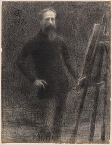 Selvportræt på staffeli af Hippolyte Petitjean