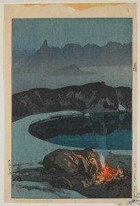Camping ved Washiha, fra serien, Tolv scener i de japanske alper, Taisho-æraen af Hiroshi Yoshida