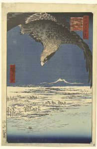 Jumantsubo-sletten ved Susaki nær Fukagawa Fukagawa Susaki Jumantsubo (titel på objekt) One Hundred Famous Faces på Edo (serietitel) Meisho Edo hyakkei (serietitel på objekt) af Hiroshige (I) , Utagawa
