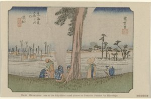 Hamamatsu Nr. 30. Hawawatsu: et af de treoghalvtreds bemærkede steder på Tokaido, malet af Hiroshige De Tôkaidô van Hiroshige (serietitel) Hiroshige no fude Tôkaidô (serietitel på objekt) af Hiroshige (I) , Utagawa